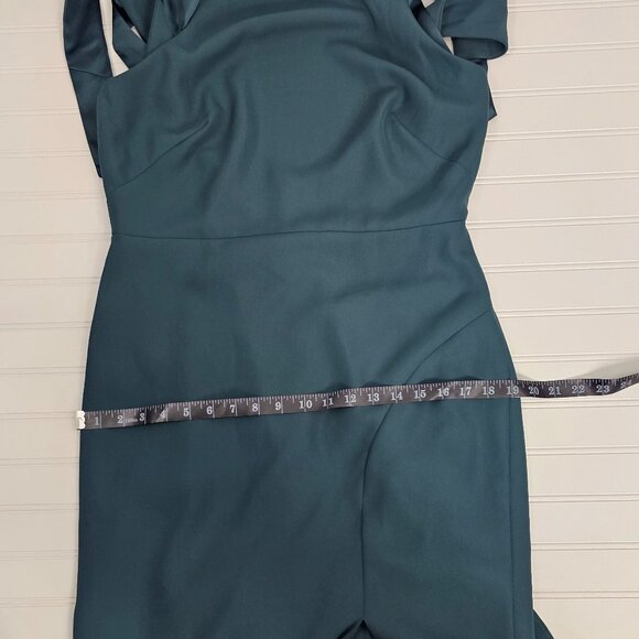 Dessy Collection Evergreen Halter Open Tie Back Front Slit Maxi Dress Size 12R - Picture 14 of 14